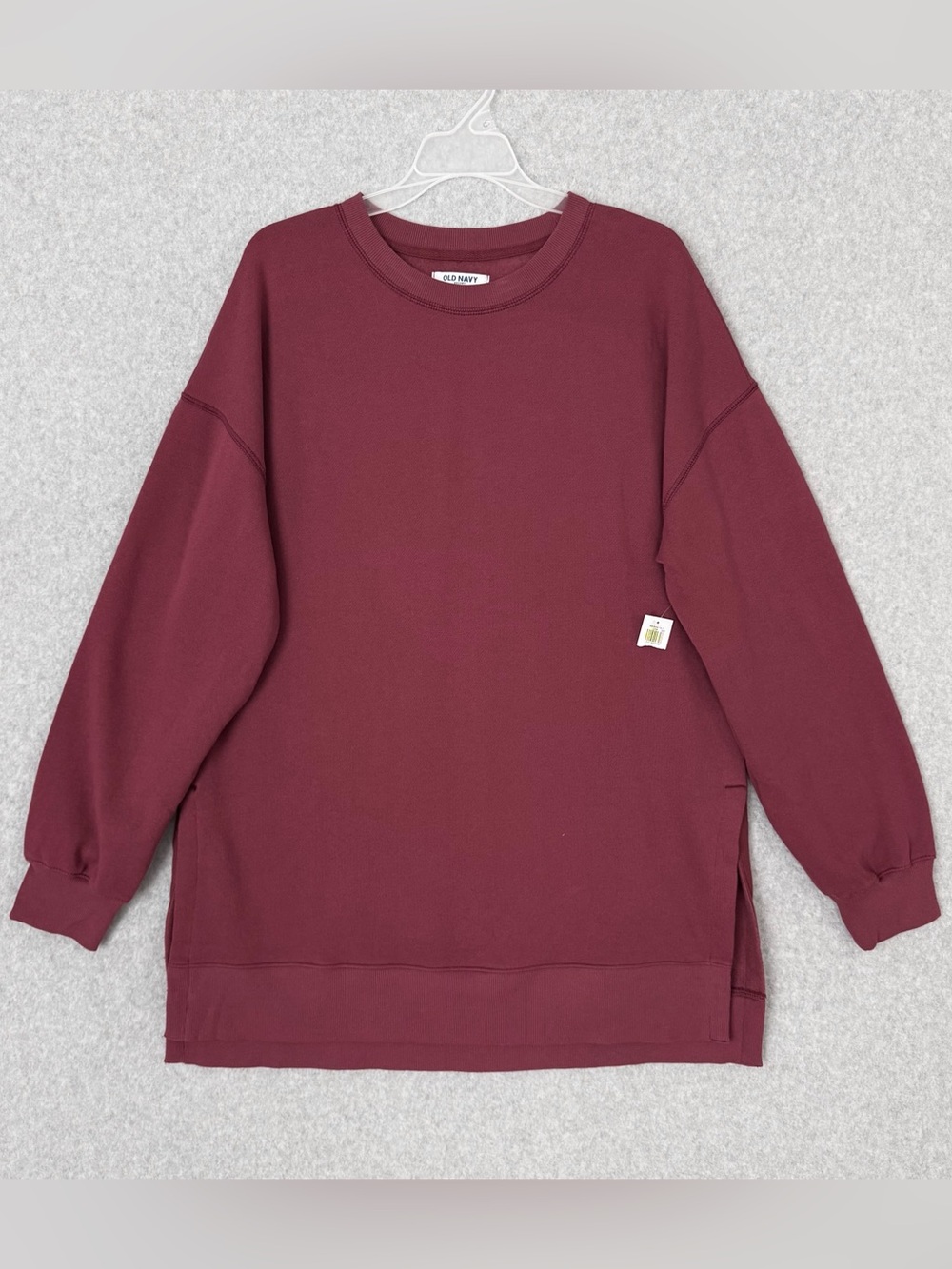 Old Navy Tunic Sweatshirt Medium Tall SoComfy Fleece Side Slit Relaxed Red NWT